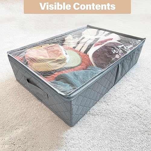Miniatura 4 de LotFancy Bolsas de almacenamiento plegables debajo de la cama, organizadores de armario y contenedores de almacenamiento, organizador de mantas de
