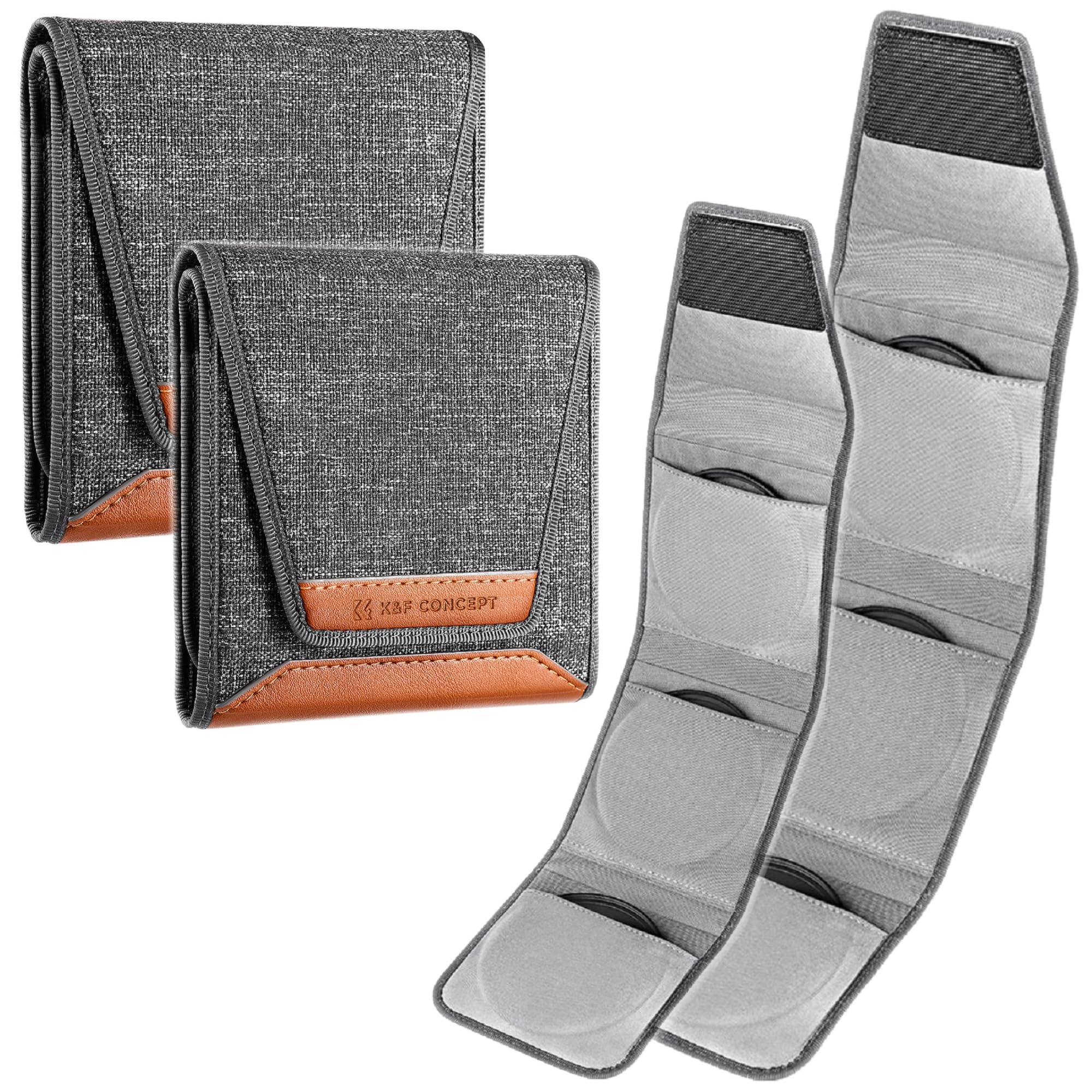 Minadax2 x KF 3-Compartment Filter Bags 37-62 mm and 67-82 mm Round Filter + Outer Compartment, gray, Pocket organiser