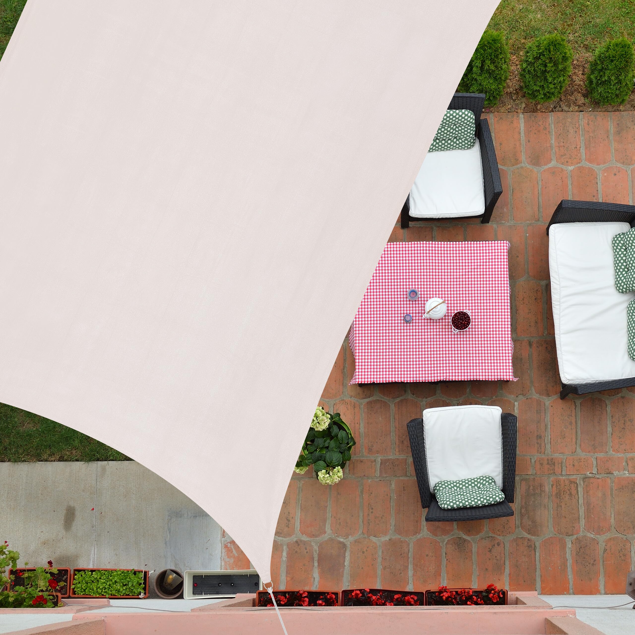 Relaxdays Tenda a Vela Parasole, in Tessuto HDPE Anti-UV, Corde di Supporto, Ombra Balcone e Giardino, 2x4 m, Bianco