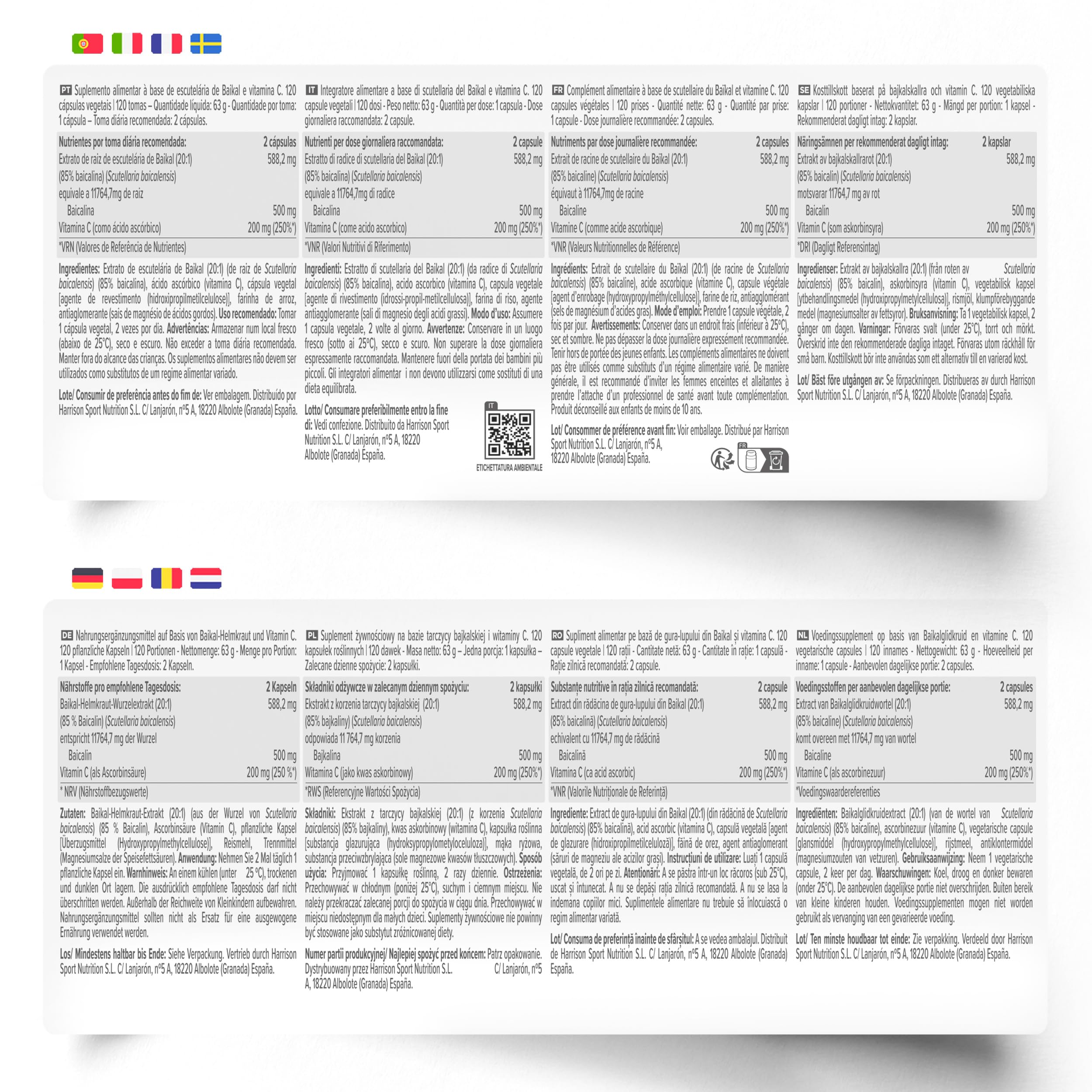 HSN Baicalin (Scutellaria baicalensis) 500 mg pro Tagesdosis | 120 Pflanzliche Kapseln | 20:1 Extrakt aus der Wurzel der Baikal-Helmkraut (Scutellaria baicalensis, 85% Baicalin) | Ohne Gentechnik, Ve