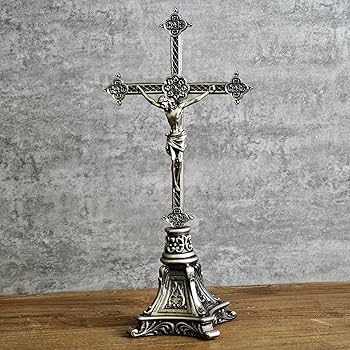 アンティーク フランス 黒木の円筒十字架と銀色のイエスキリスト アルス アンティーク フランス 黒木の筒十字架と銀色のイエスキリスト