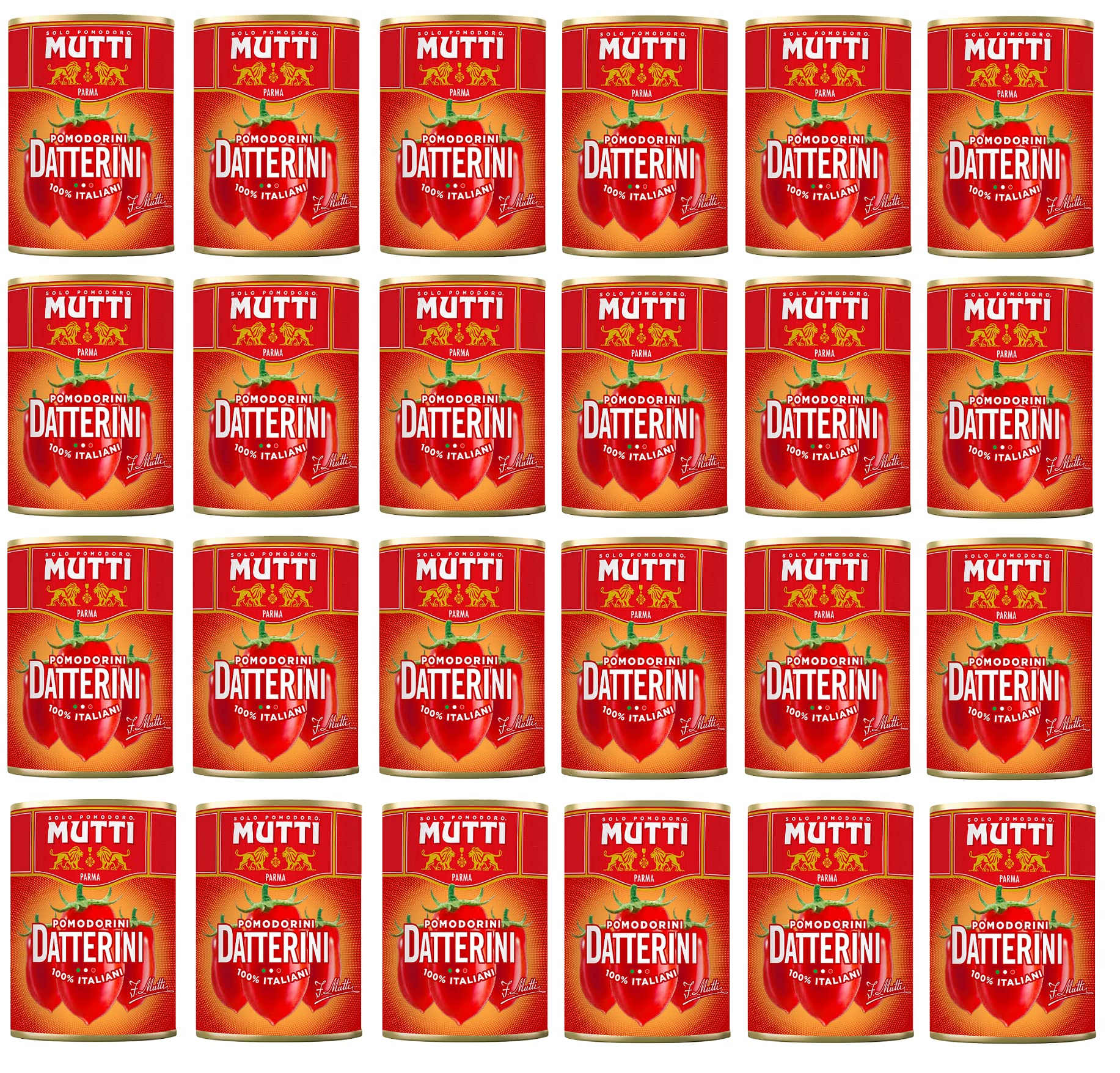 Mutti Pomodorini Datterini Lot de 24 tomates cerises Datterini goût sucré Forme allongée Sauce italienne Tomates 400 g
