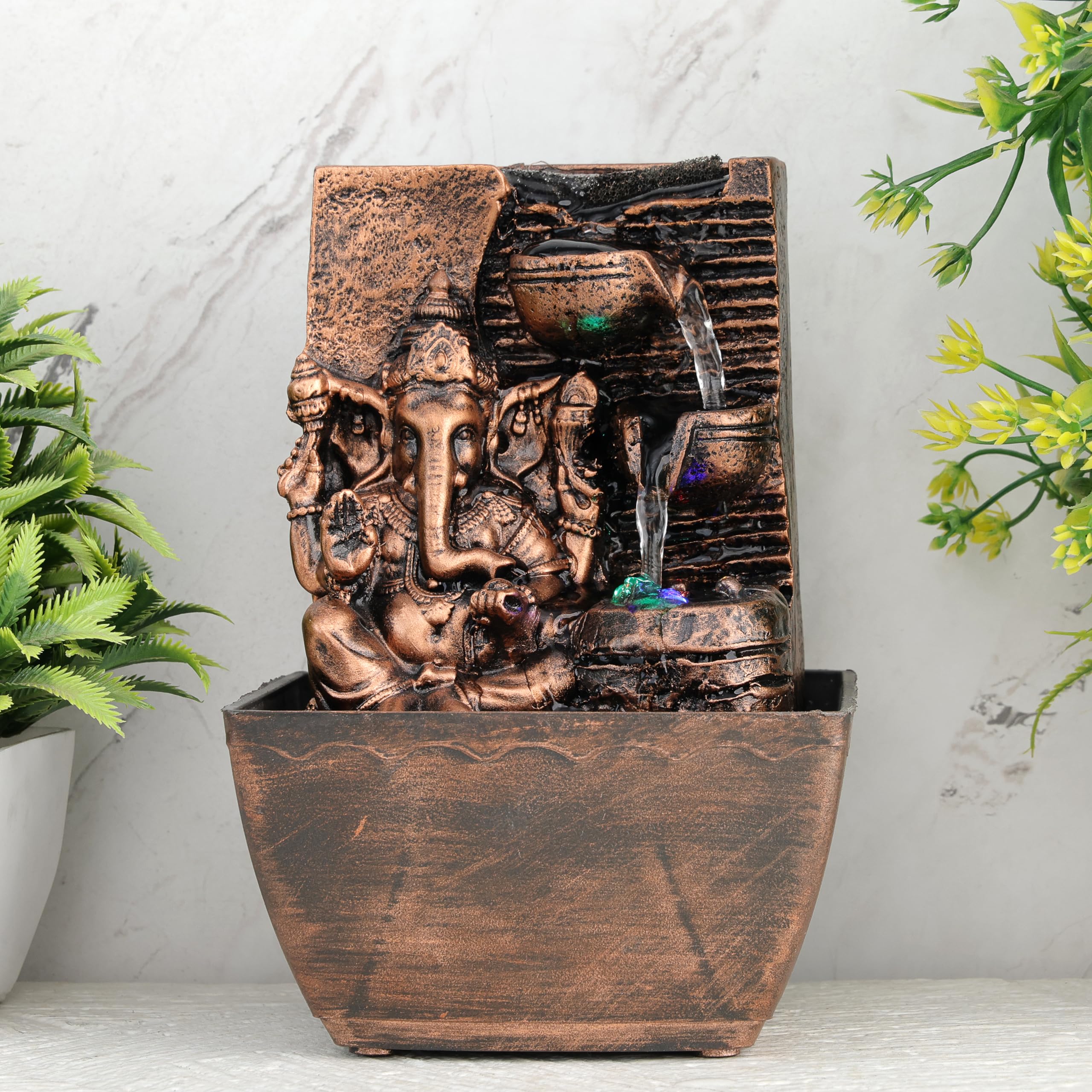 Global Grabbers Polyresin Table Top Indoor Outdoor Water Fall Fountain with LED Lights Home Decor Decoration Gift Gifting Items-A_COP-SF21-image-7