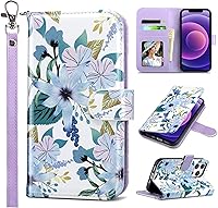 Vista 29 de ULAK Funda tipo cartera compatible con iPhone 13 para hombres, funda protectora con tapa de piel PU premium y función de caballete con tarjetero