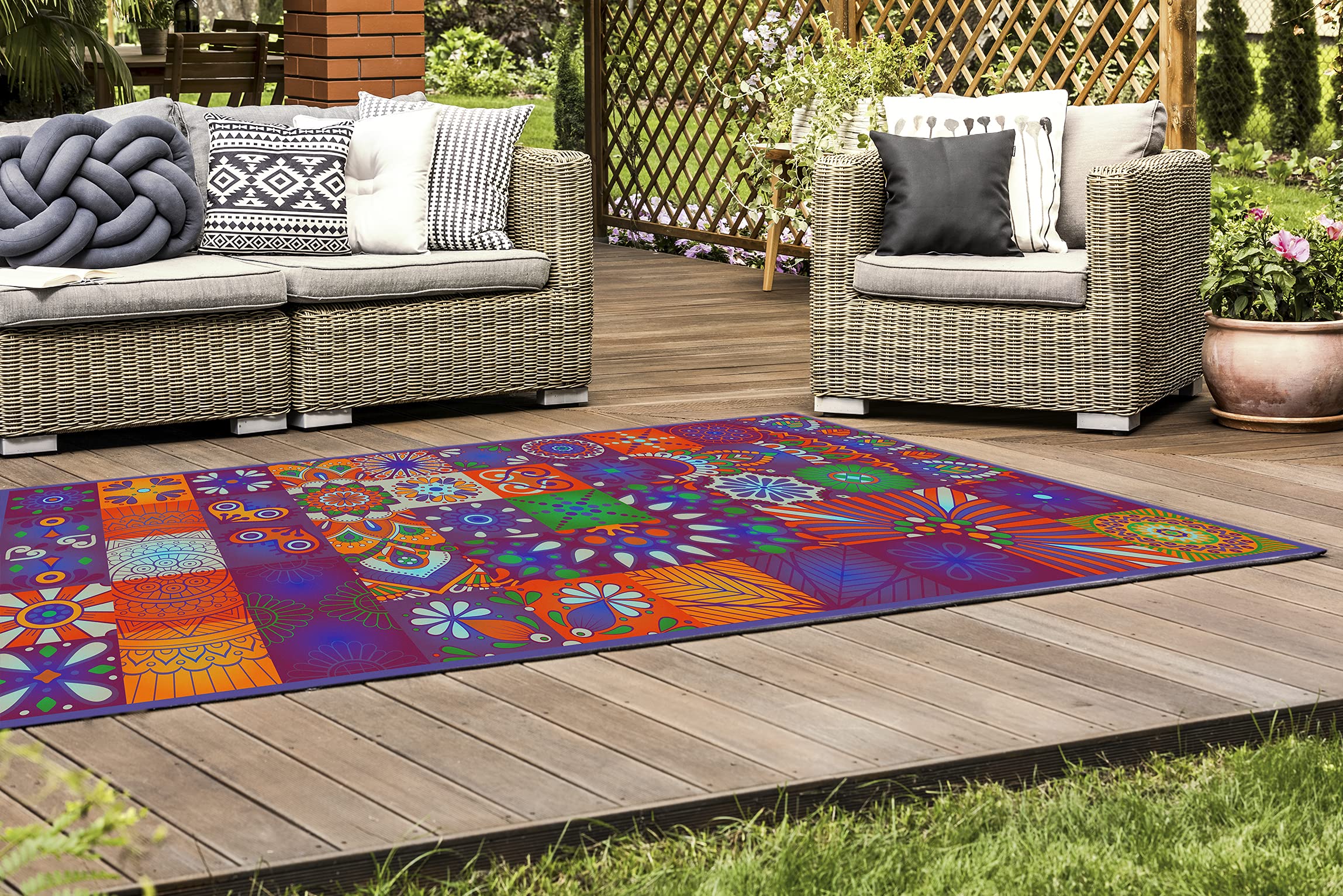 Tapis Vinyle Rosetas Noir 50x100 Cm | Antidérapant, Facile à Nettoyer | Pour Cuisine, Salon, Salle De Bain | Design Espagnol