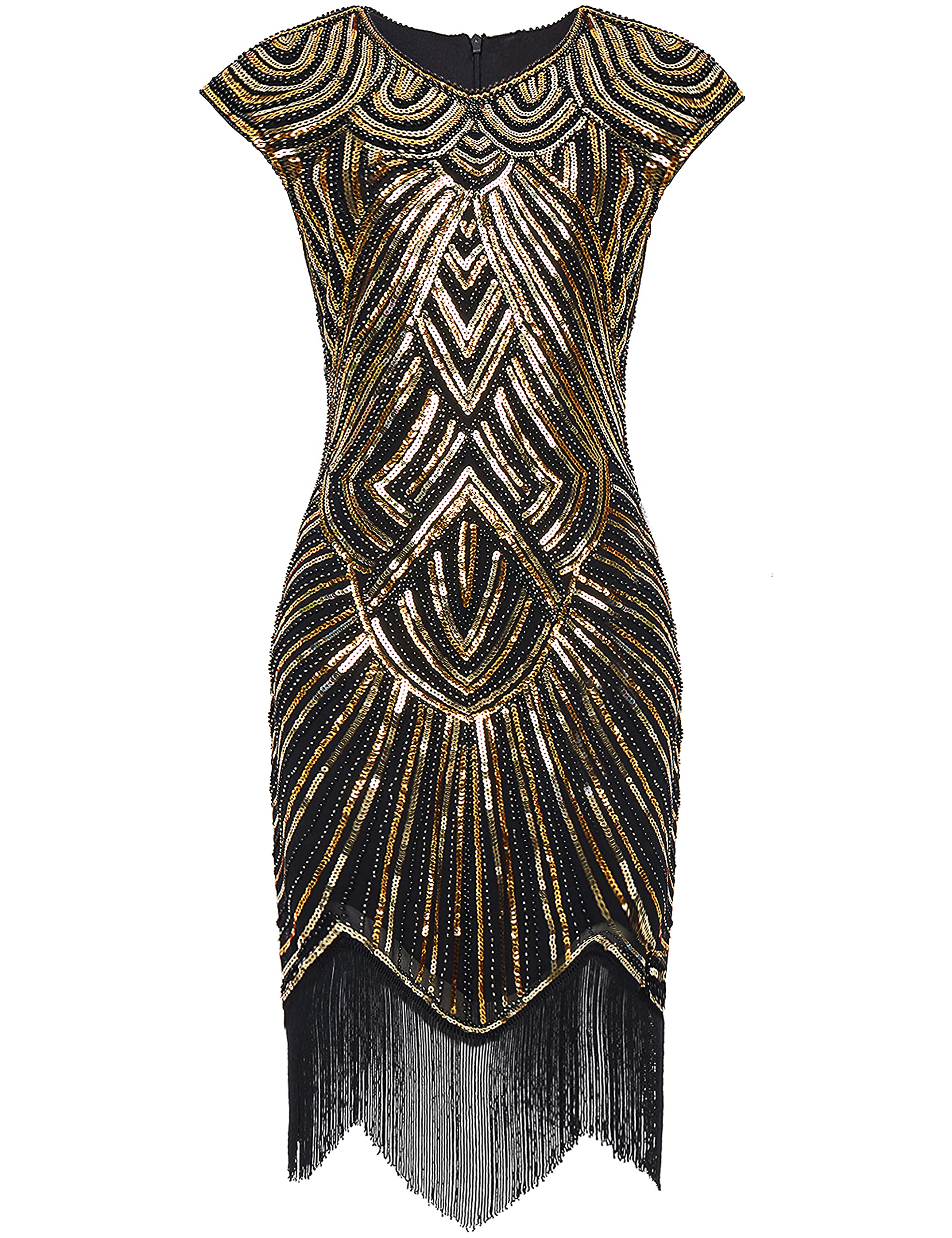 BABEYOND Damen Kleid voller Pailletten 20er Stil Runder Ausschnitt Inspiriert von Great Gatsby Kostüm Kleid