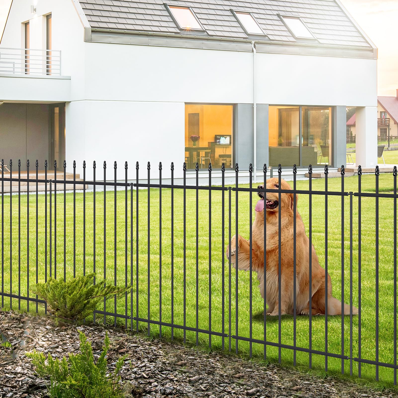FOREHOGAR Metal Garden Fence 42 in H x 11.5 ft L