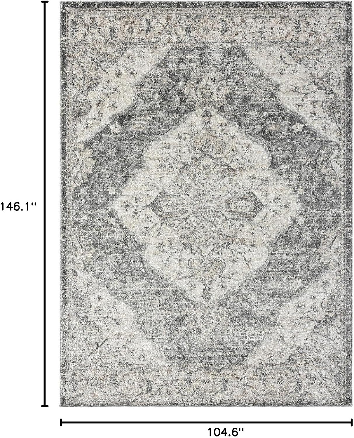 Gray 9' x 12' Synthetic Oriental Area Rug