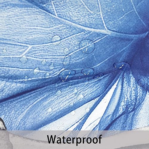 Miniatura 6 de Juego de cortinas de baño con flores azules y grises, cortinas de baño rústicas, estilo bohemio, con hojas florales, decoración de baño, tela