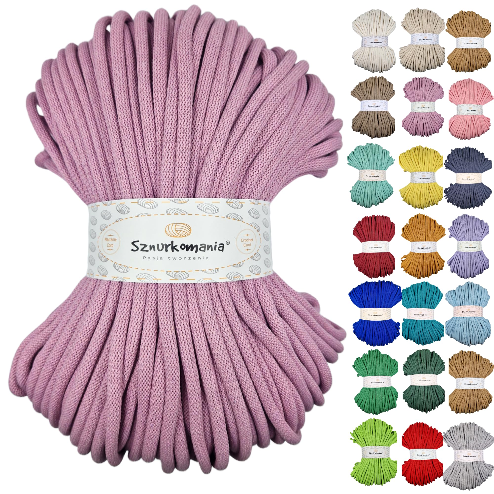 Cotton Cord 9mm 109 Yards, Multicolors, Macrame Cord 9mm 100m, Crochet Cord 9mm, Macrame Yarn, Cotton Yarn, Braided Cotton Cord 9mm with core, Macrame Rope (Dirty Pink)