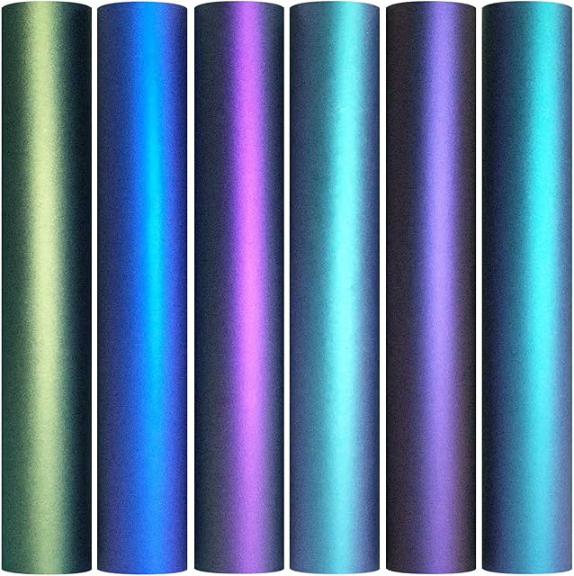 MiPremium Chameleon Heat Transfer Vinyl Iron On HTV Compatible with Cricut Air & Expression Silhouette Cameo & Other Cutters. Assorted Gradient Change Color Pack of 12" x 12" Inch (6 x Sheets)