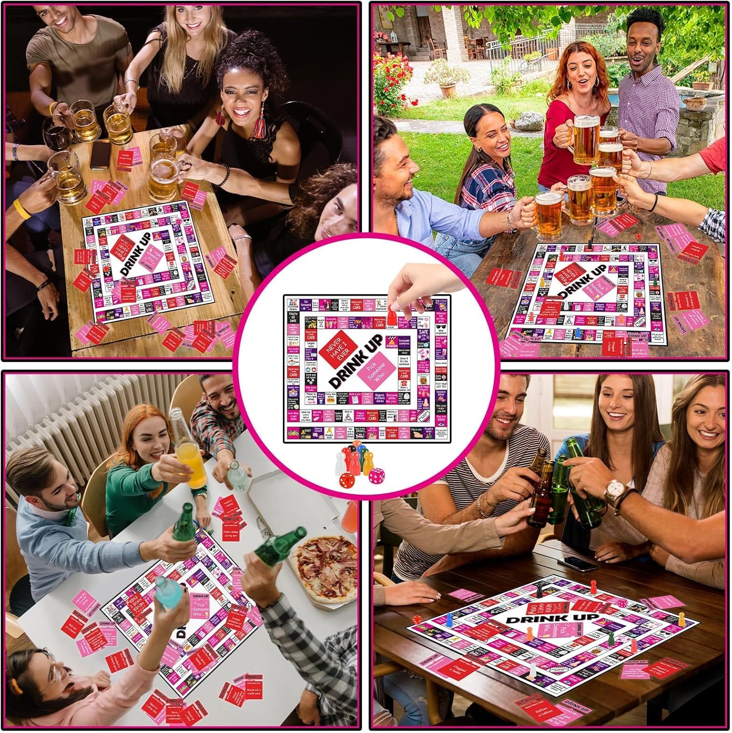 Drinking Board Games for Adults Waterproof Rubber Mat Drink Up Board Games Adult Tipsy Funny Party Interactive Drinking Games Ideal for Game Night Birthday Party Play, Age 21+, 2-8 Players
