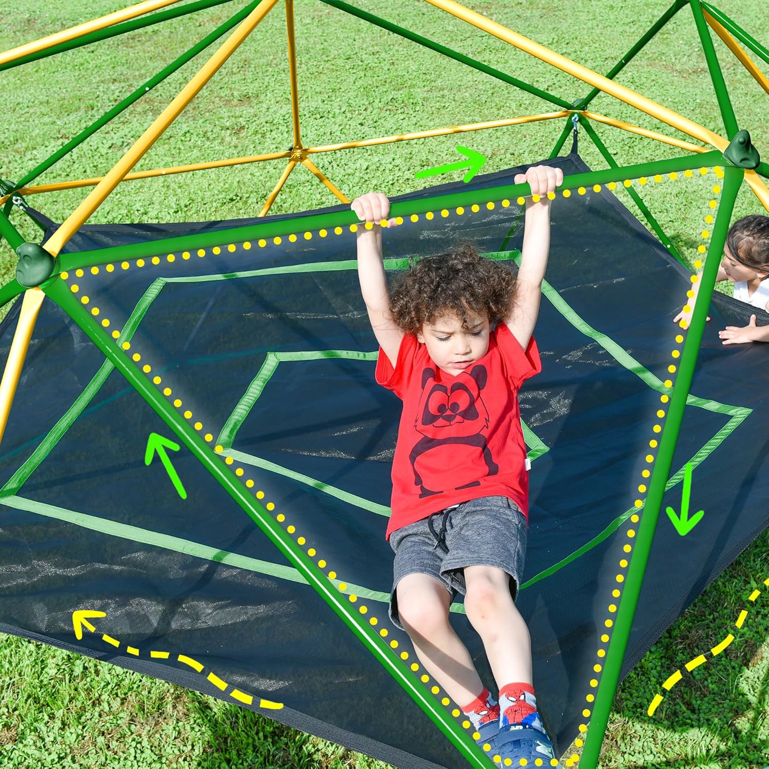 Virubi 13 FT Climbing Dome with Hammock for Kids 3-10, Outdoor Play Equipment Supporting 1000 lbs, Anti-Rust Jungle Gym, Easy Assembly Geometric Dome Climber Play Center