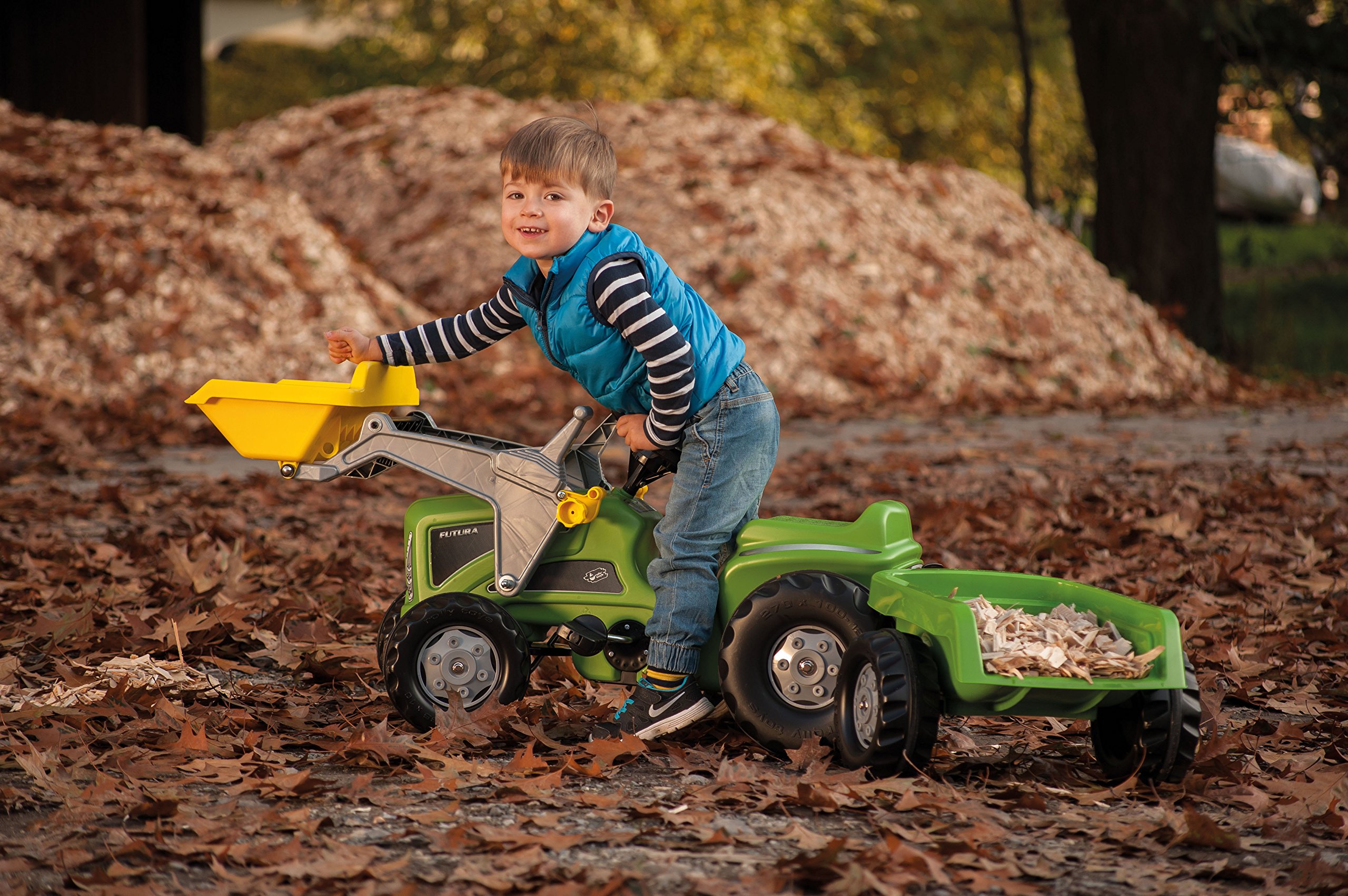 Rolly Toys Futura Trettraktor mit Lader und Anhänger (rollyKiddy Traktor; Frontlader; Schaufellader; Kinder ab 2,5 Jahre) 630035