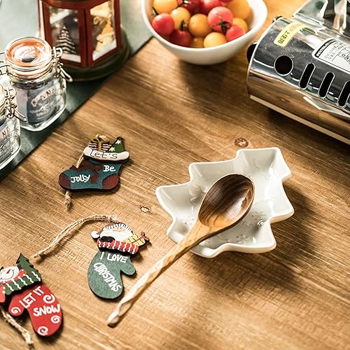 Miniatura 7 de YHOSSEUN Soporte de cuchara de Navidad, soporte de cuchara de cerámica para estufa, soporte para cuchara de granja, soporte para utensilios para