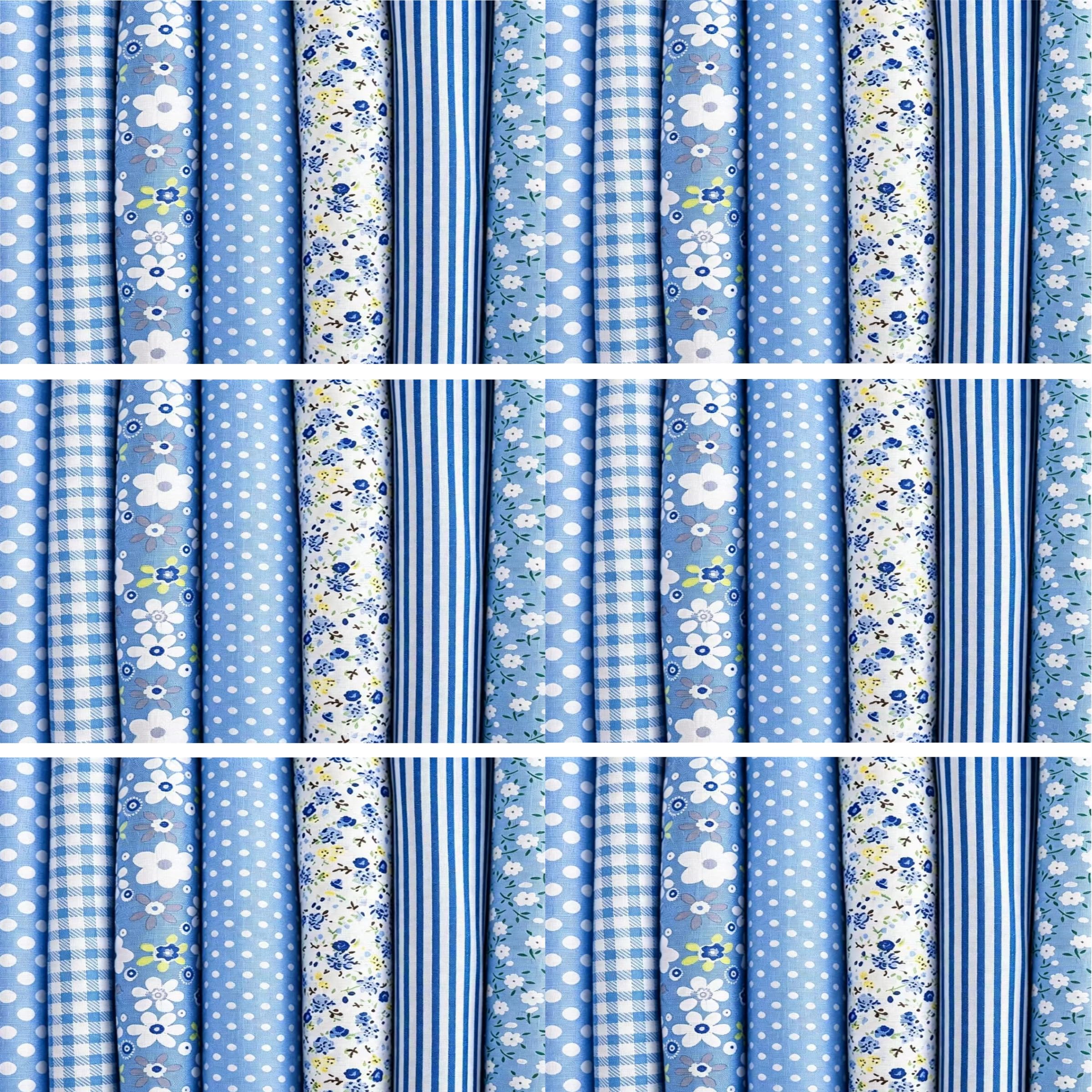 42pcs 2.5 * 44 inch Fat Quarter BundlesCotton Jelly Roll Easter Fabric Strips for Quilting Crafting Precut Patchwork for Sewing DIY Crafts (Blue)