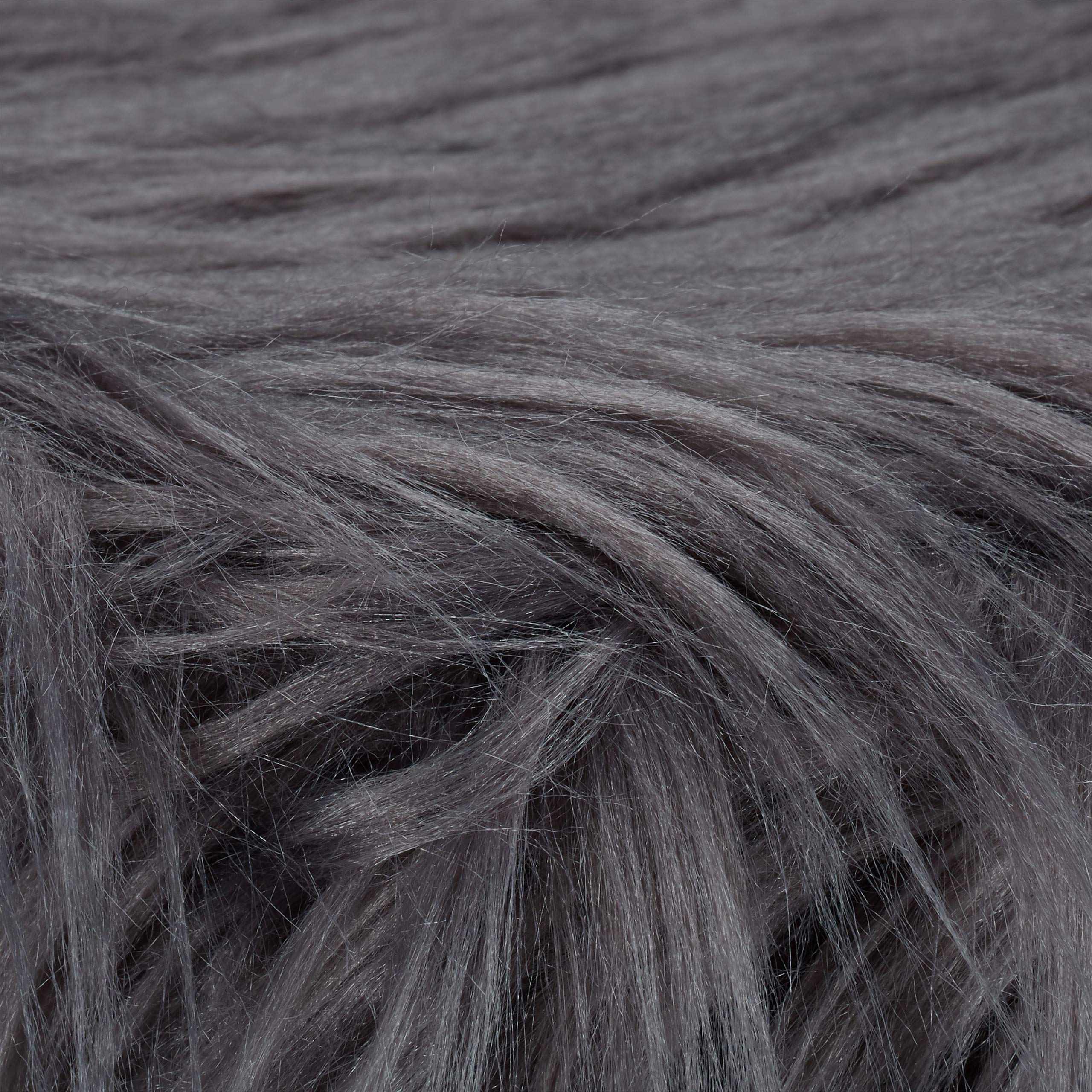 Relaxdays Taburete Bajo de Pelo Sintético Suave con 4 Patas, DM, Madera de Pino y Poliéster, Gris, 31 x 31 cm