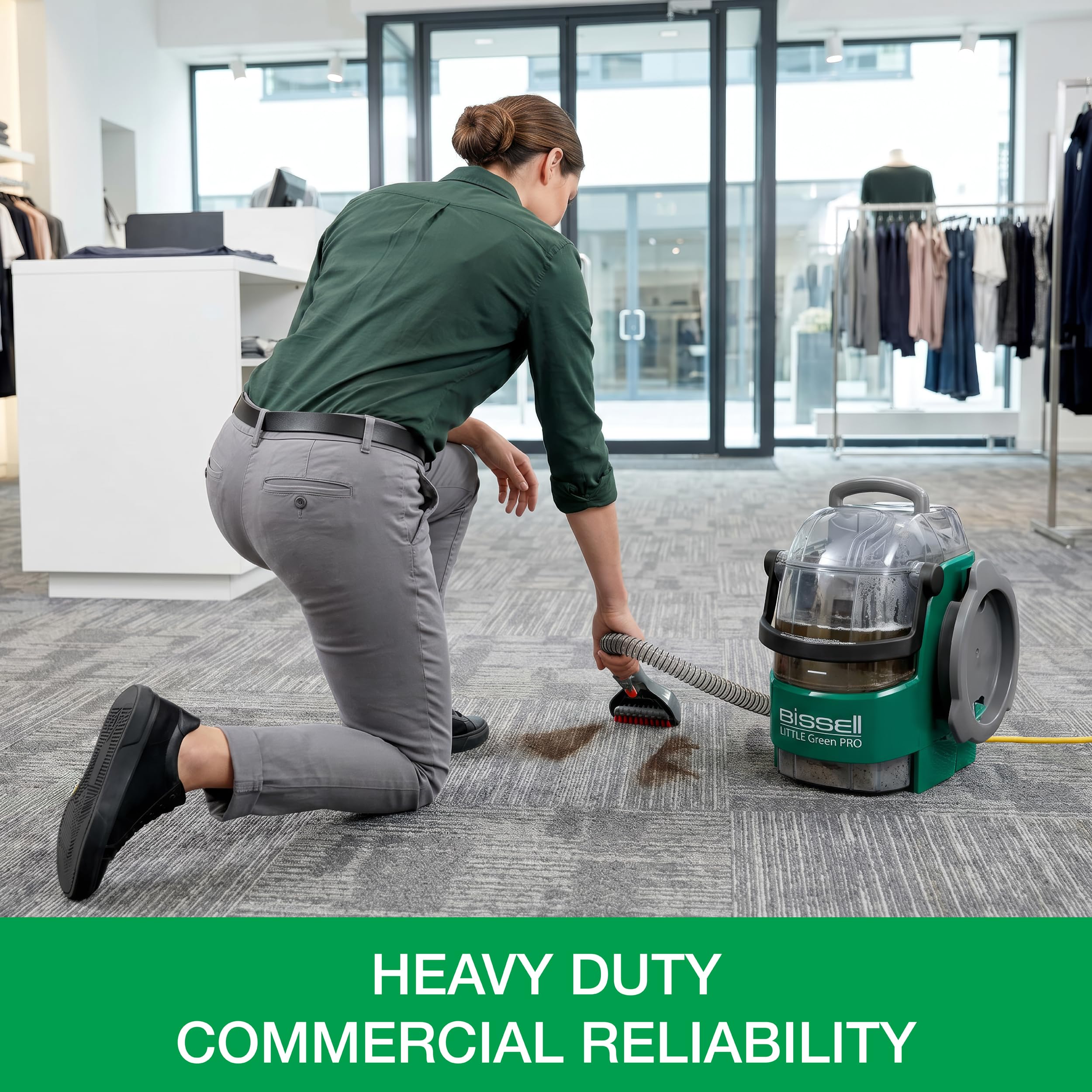 Bissell BigGreen Commercial Little Green Pro Commercial Spot Cleaner, Carpet & Upholstery Cleaner and Car/Auto Detailer with Deep Stain Tool, 6" Tough Stain Tool BGSS1481