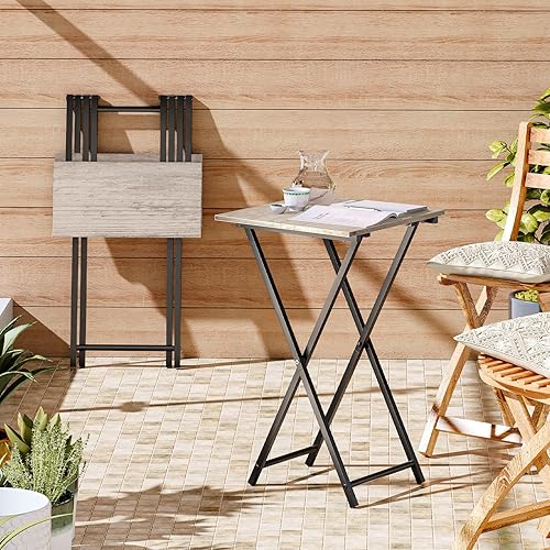 Miniatura 4 de Mesa plegable para TV, bandeja de TV de madera, mesa auxiliar portátil para sofá, mesa auxiliar industrial para aperitivos para espacios pequeños,