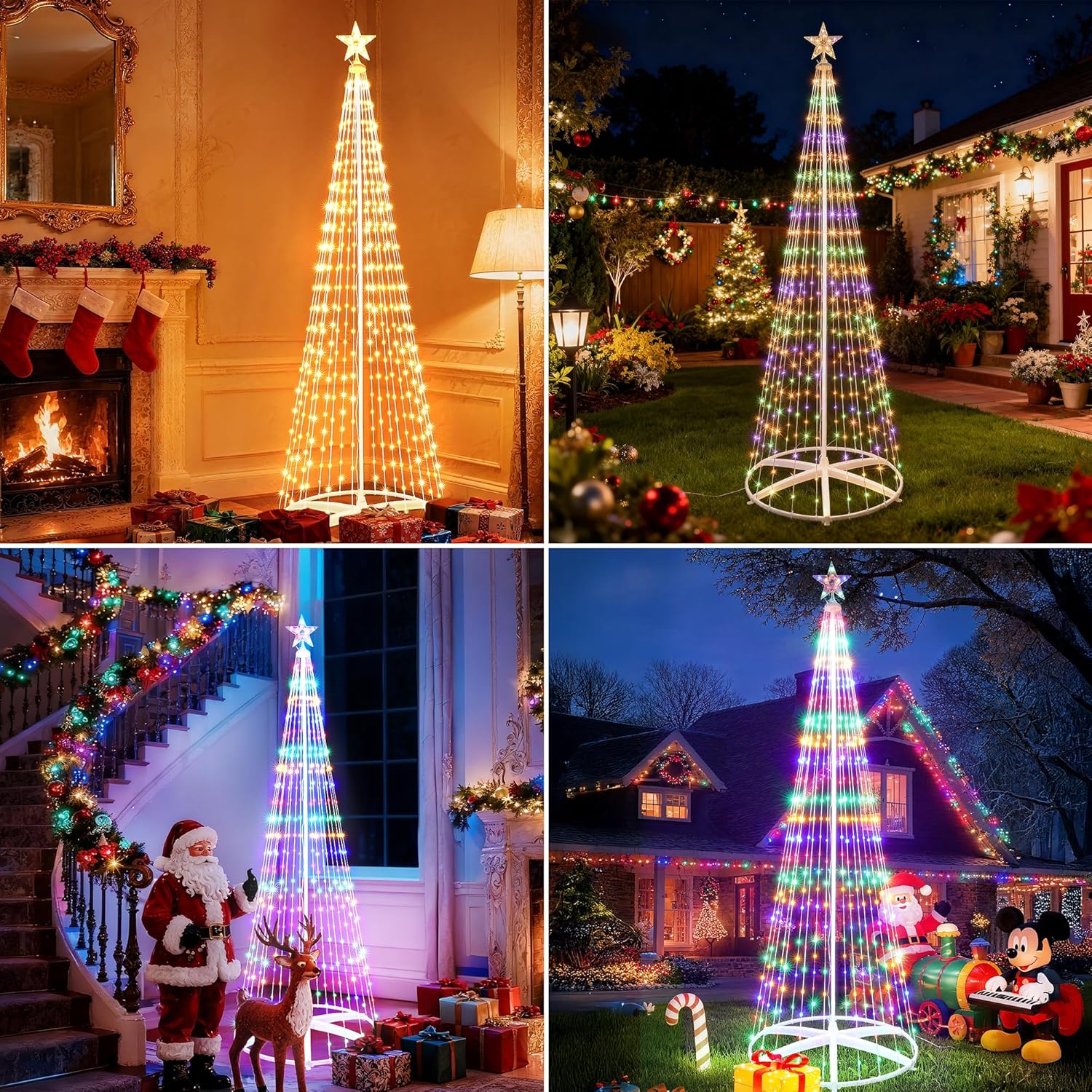 iBaycon Outdoor Christmas Tree, 6.9FT 298 LED Color Changing Christmas Tree Lights with Remote Control, Timer & Waterproof Design for Home Party Christmas Decorations (Warm White to Multicolor) - Image 5