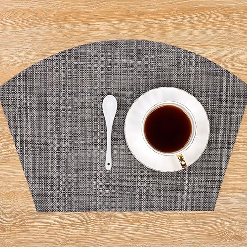 Miniatura 91 de SHACOS - Manteles individuales de PVC para mesas redondas, manteles individuales con curvatura, antideslizantes, resistentes al calor, de vinilo,