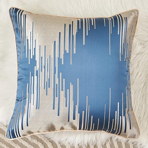 Miniatura 3 de Aeckself Paquete de 2 fundas de almohada cuadradas de jacquard de alta precisión modernas con rayas geométricas decorativas, funda de cojín suave y