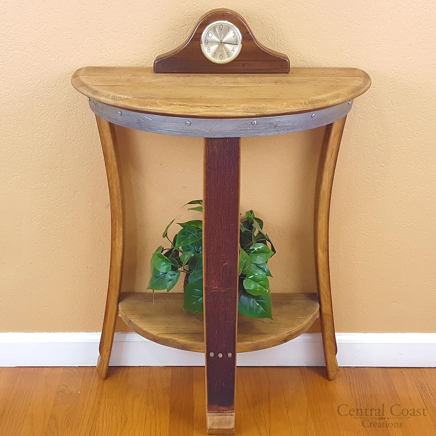 Half Moon Wall Table - Wine Barrel Handcrafted Wine Barrel Furniture