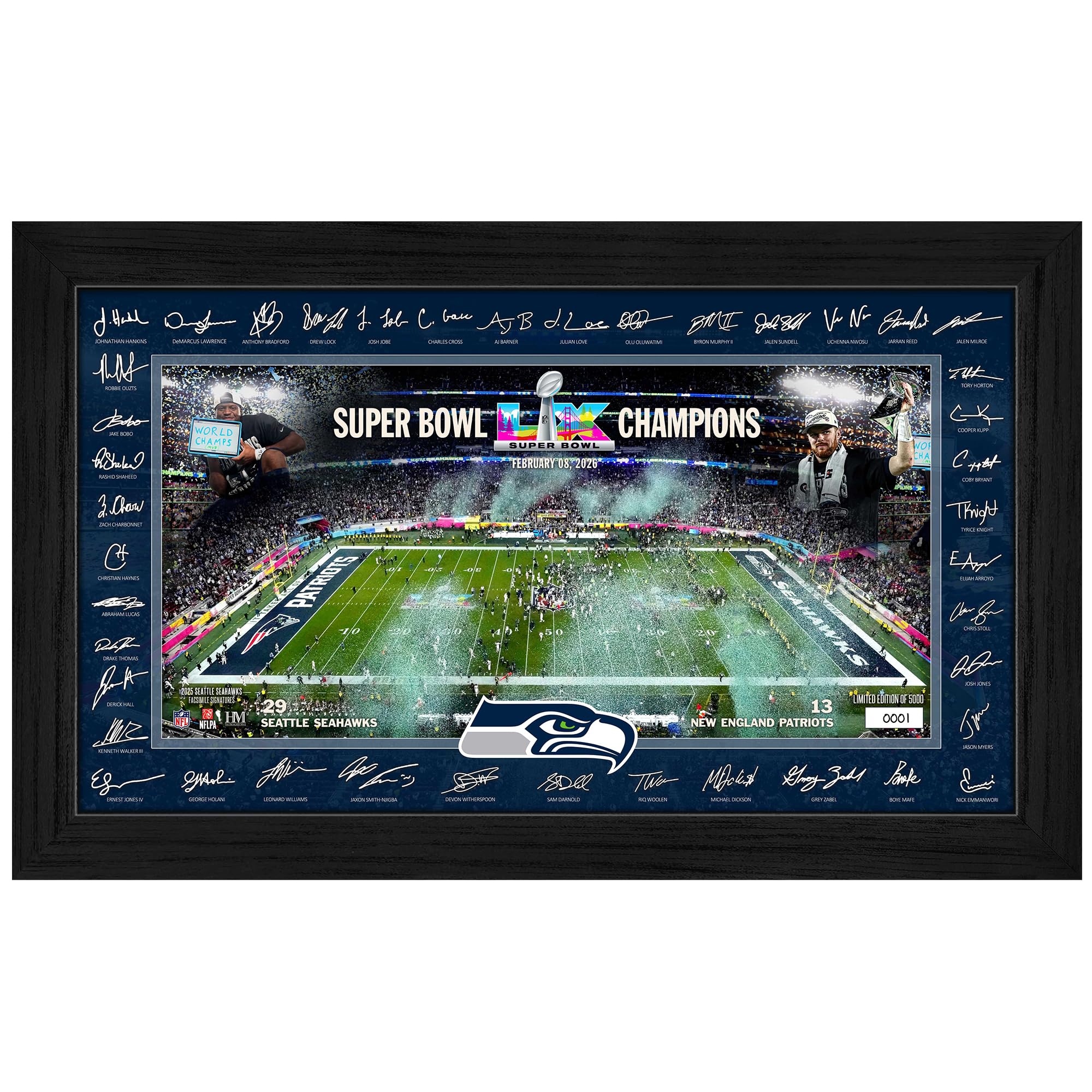 Highland Mint Seattle Seahawks Super Bowl LX Champions Signature Frame