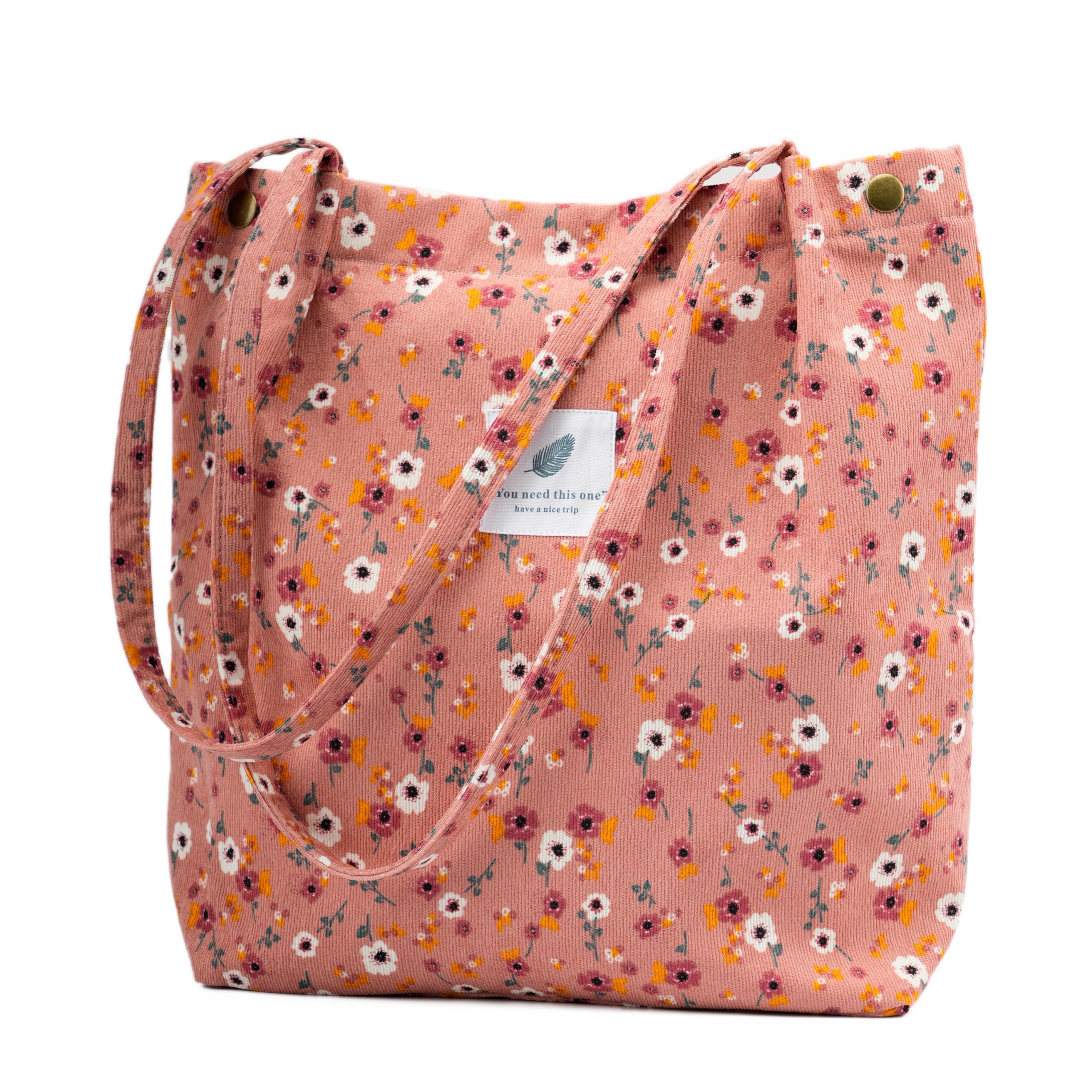 TOPASION Cute Corduroy Tote Bag Canvas Shoulder Handbags for Women Travel Shopping
