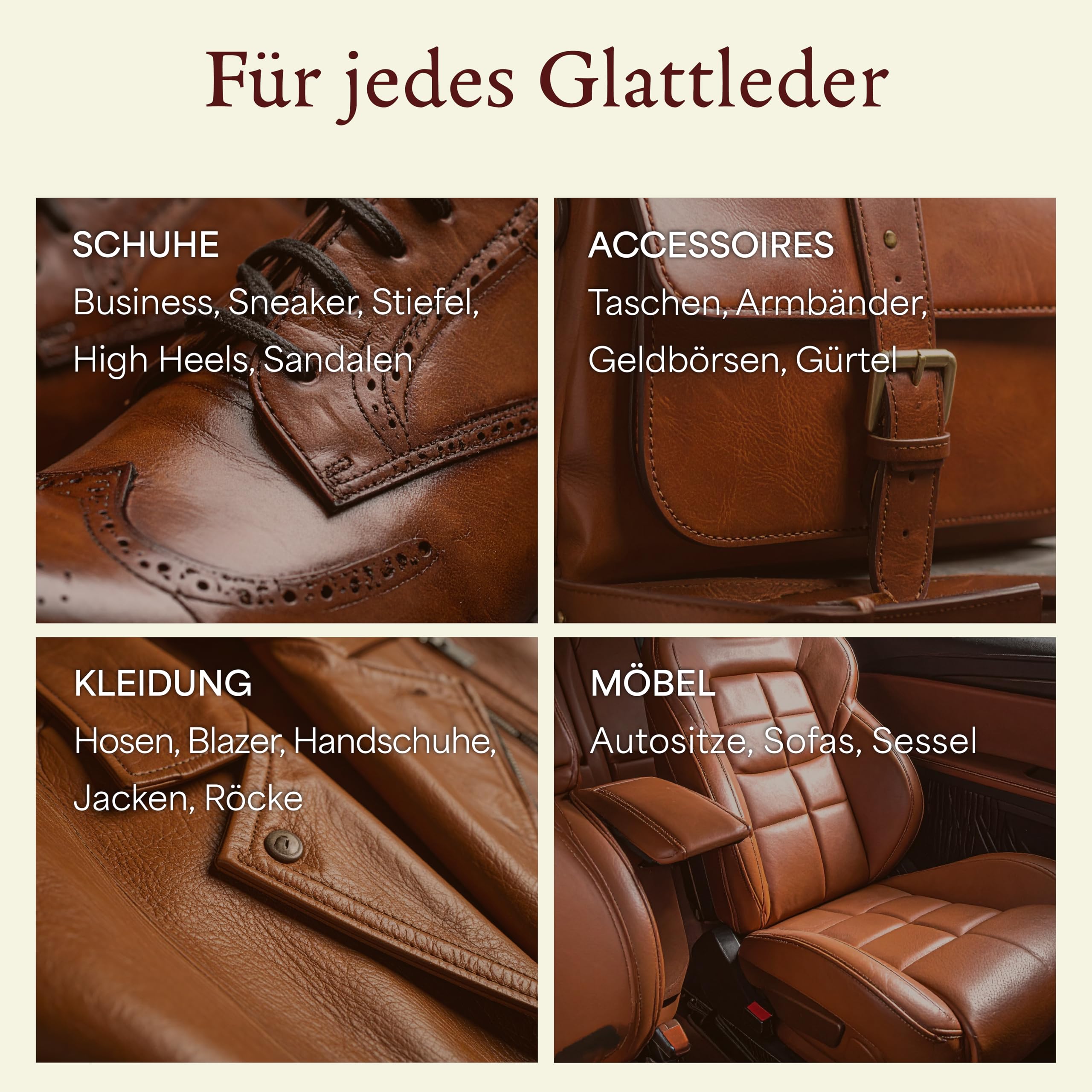 Langer & Messmer 5er Schuhbürsten Set Essential aus Ross- und Ziegenhaar für die professionelle Schuhpflege von Schuhen aus Glattleder - enthält Polierbürsten und Cremebürsten