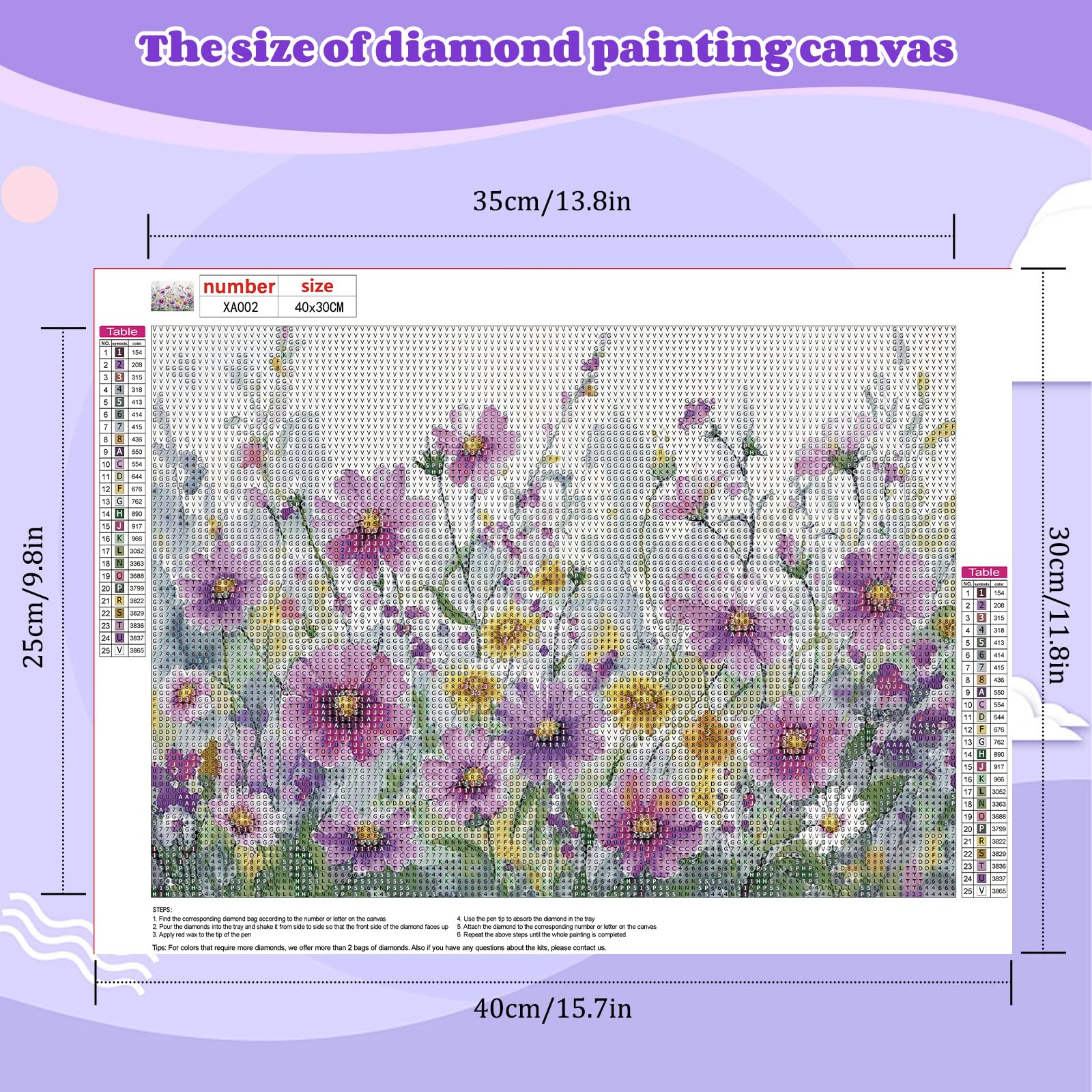 NEWENMO 5D Wildflowers Diamond Painting Kits for Adults,Beautiful Flowers Diamond Art Kits,DIY Full Drill Crystal Embroidery Gifts,Diamond Art Craft,for Living Room Home Wall Decoration-30x40cm - Image 2