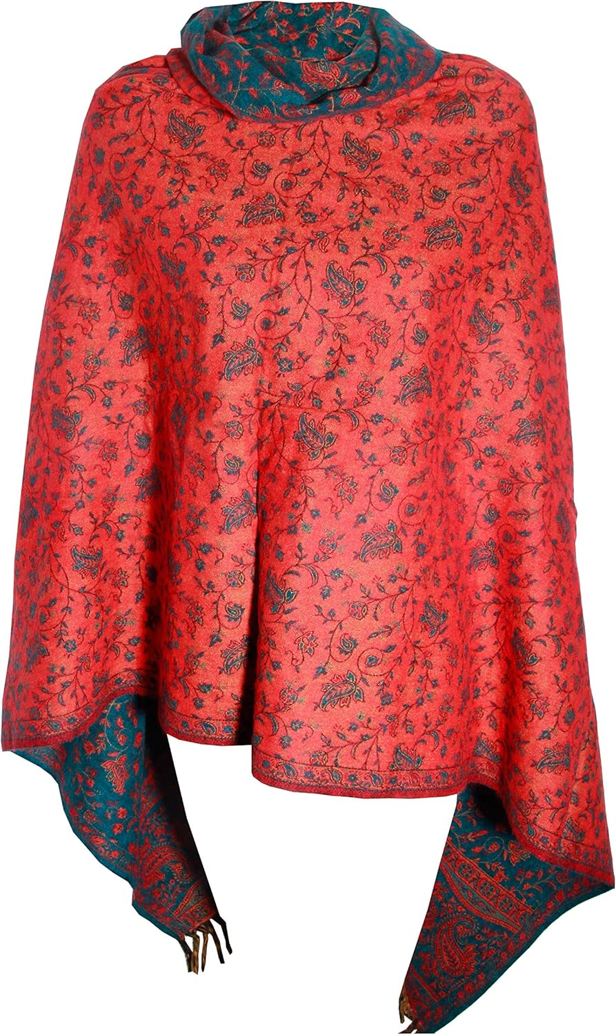 TEAL ORANGE FLORAL BLANKET SCARF LUXURY PREMIUM QUALITY HANDMADE FASHION SCAR MADE OF YAK WOOL Shawl Blanket stole unisex Travel Wrap Meditation Soft gift for her