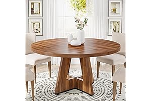 Tribesigns Modern 47inch Round Dining Table, Seats 4, Farmhouse Kitchen Table, Wood...