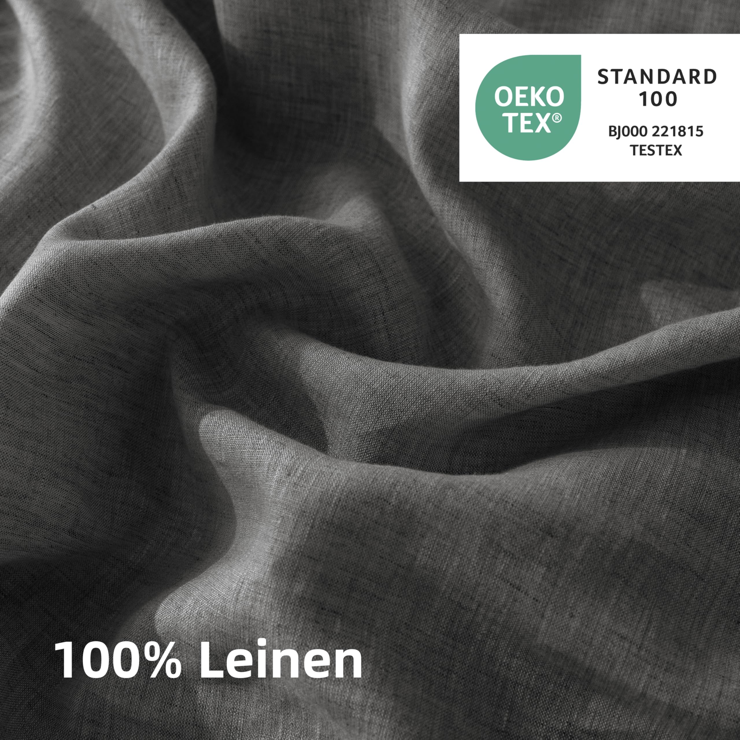 Talasily Leinen Bettwäsche 135x200 2teilig, 100% Naturflachs Stonewashed mit Reißverschluss, Atmungsaktiv Weich, Öko-Tex 100 Standard, Anthrazit Farbe inklusive Kissenbezug 80x80 cm