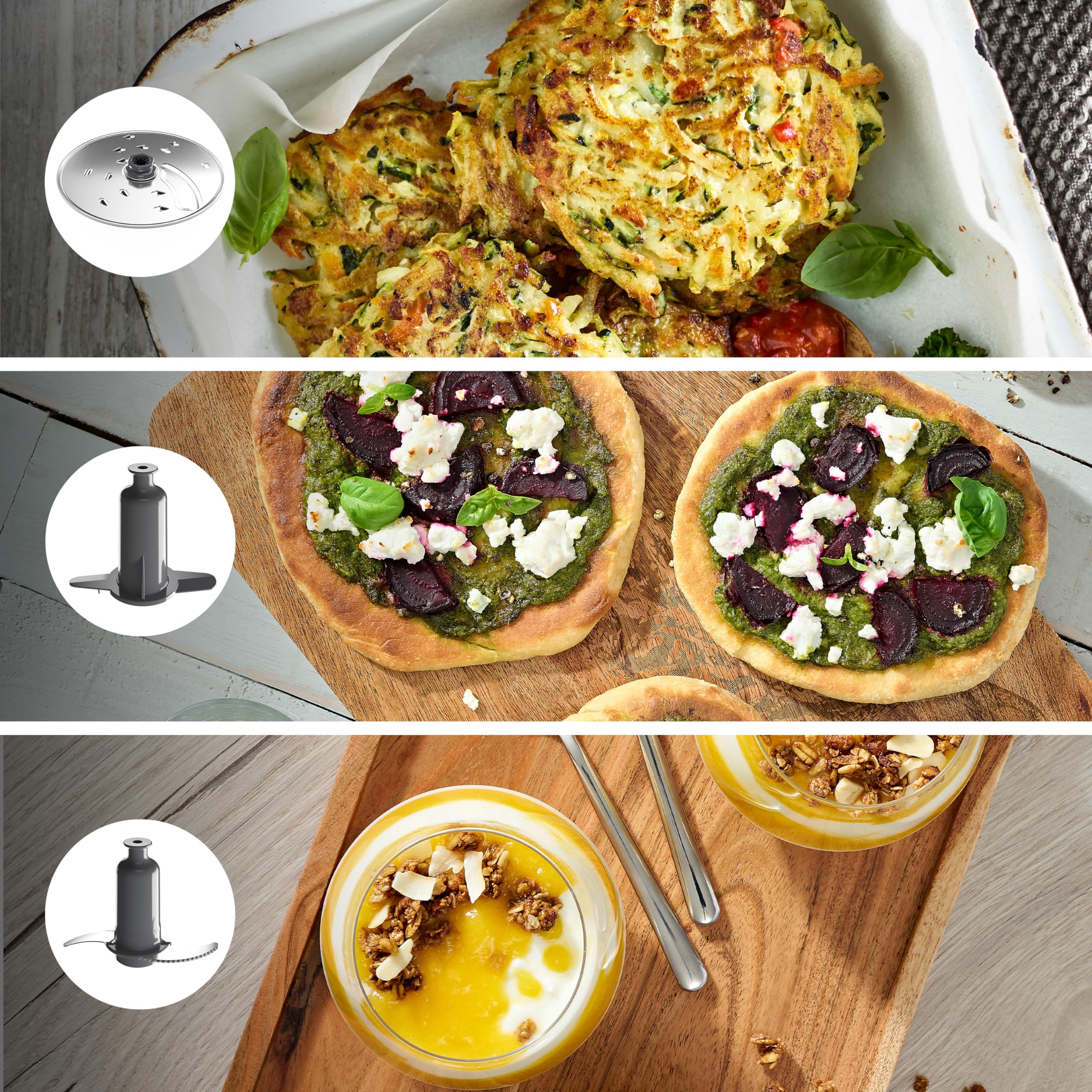 Kenwood MultiPro OneTouch FDM73.480SS, Robot da Cucina Multifunzione con 8 Accessori in Dotazione, Velocità Variabile, Bilancia Integrata, Lavabile in Lavastoviglie, 1000W, Argento