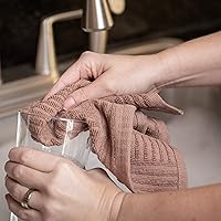 Vista 2 de Sticky Toffee Juego de 8 paños de cocina de algodón, marrón y blanco, 12 x 12 pulgadas, paños de cocina absorbentes reutilizables y paños