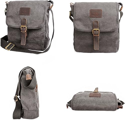 Vista 3 de Bolsa de mensajero de lona pequeña bolsa cruzada casual viaje herramientas de trabajo bolsa de hombro bolsa de mano teléfono teléfono antirrobo