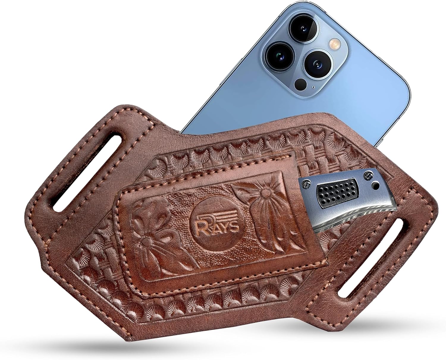 Leather-based Knife Sheath for Belt Pocket Folding Knife Holder Compact Draw Knifes Provider EDC Instruments Holster