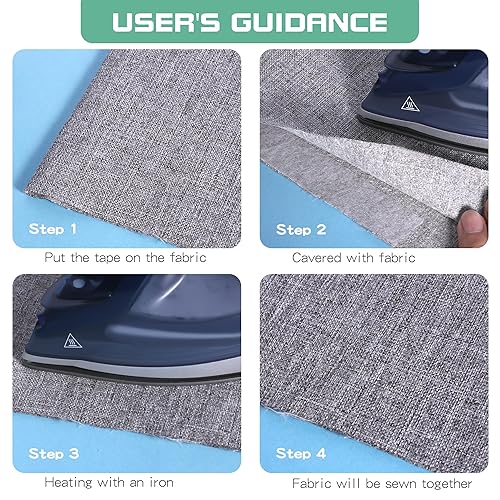 Miniatura 6 de Cinta de fusión de tela, cinta de dobladillo para planchar, cinta de dobladillo de fusión de doble cara, adhesivo duradero para faldas, jeans, ropa,