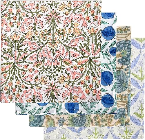 Miniatura 6 de Ridhi Servilletas de cocina para el hogar, 100% algodón, hechas a mano, estampado floral, servilletas de diseño suave (verde salvia)