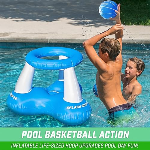 Miniatura 3 de GoSports Splash Hoop Air, juego de baloncesto inflable para piscina, incluye aro flotante, 2 pelotas de baloncesto de agua y bomba de bolas