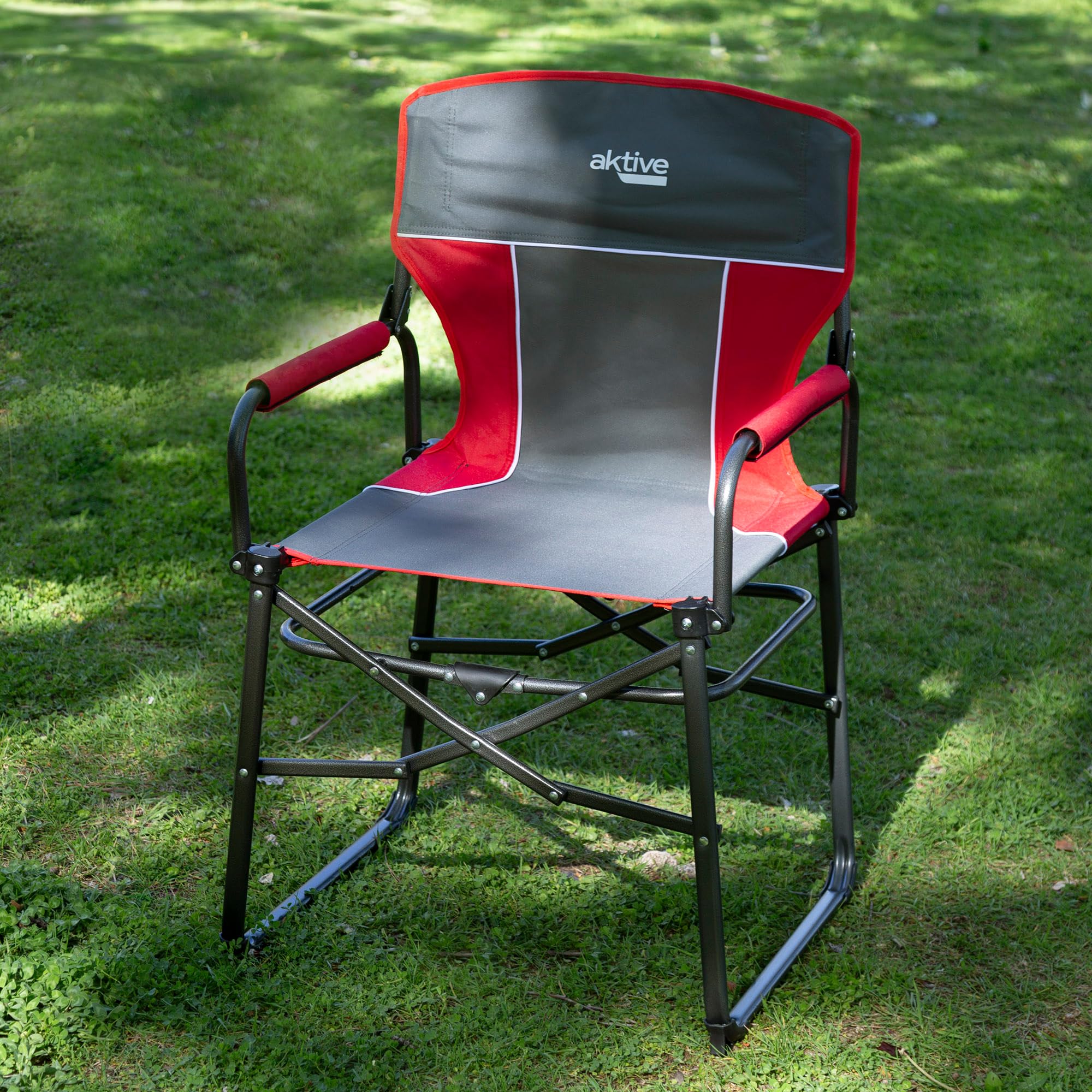 AKTIVE 63049 Silla Plegable Camping Director Antivuelco c/Plegado Compacto, Gris