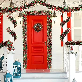 DECORA Red Tinsel Garland For Christmas Tree Decorations Wedding