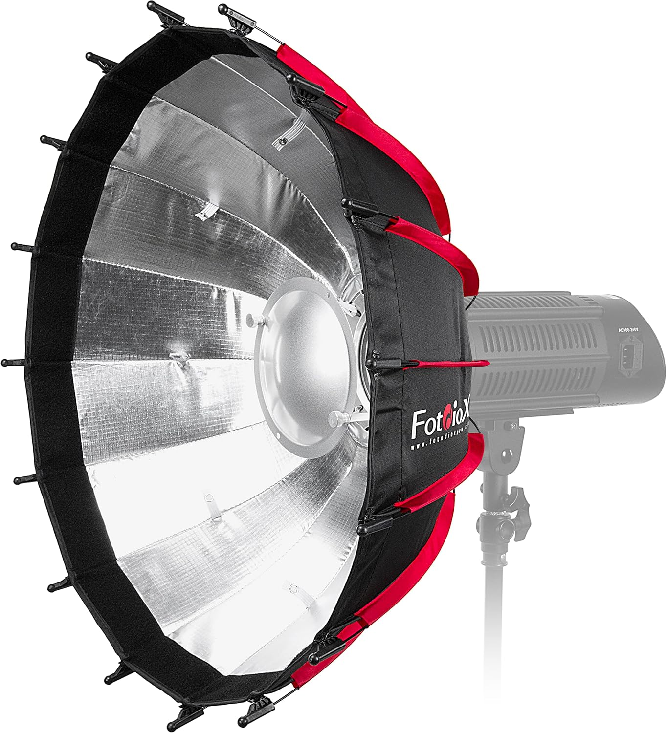 Fotodiox EZ-Pro DLX 24" Collapsible Beauty Dish & Softbox Combination with Bowens Insert & Grid - Silver Reflective Interior & Plate with Double Diffusion