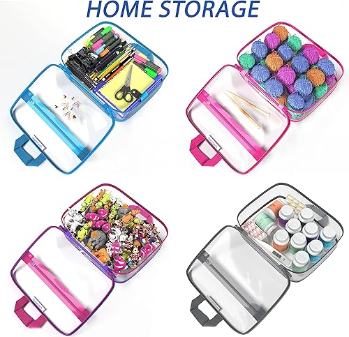 Miniatura 4 de Neceser transparente - Bolsa de maquillaje de PVC - Estuche de viaje grande transparente para cosméticos - Cubo de embalaje transparente con asa -