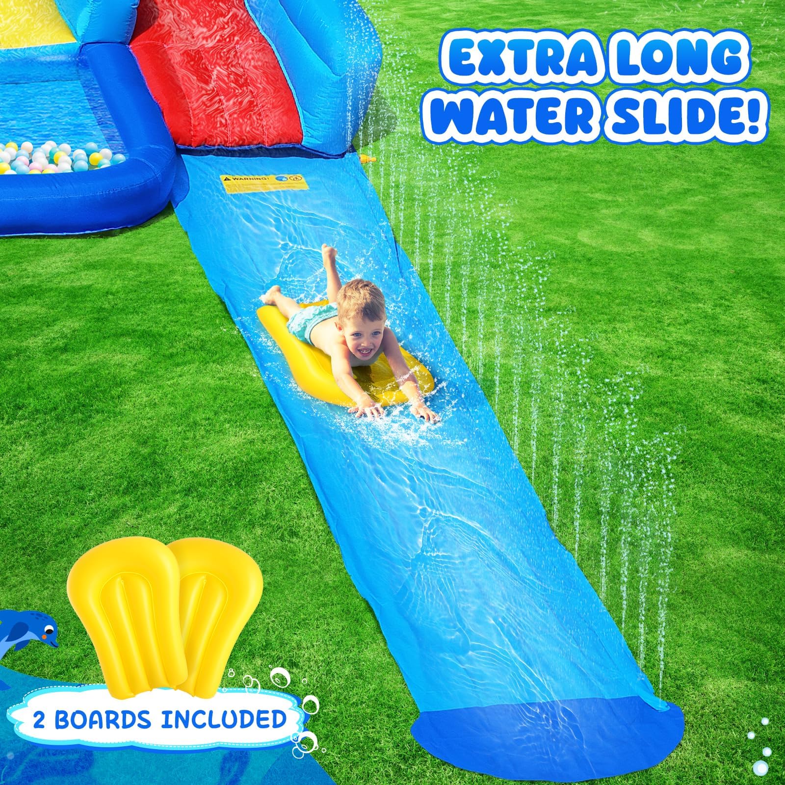 GYMMAL Castillo Hinchable para Niños, Parque Infantil Exterior, con Pared de Escalada y Tobogán Doble - Hinchable para Niños 3-12 Años (4x3,6x2,6m)