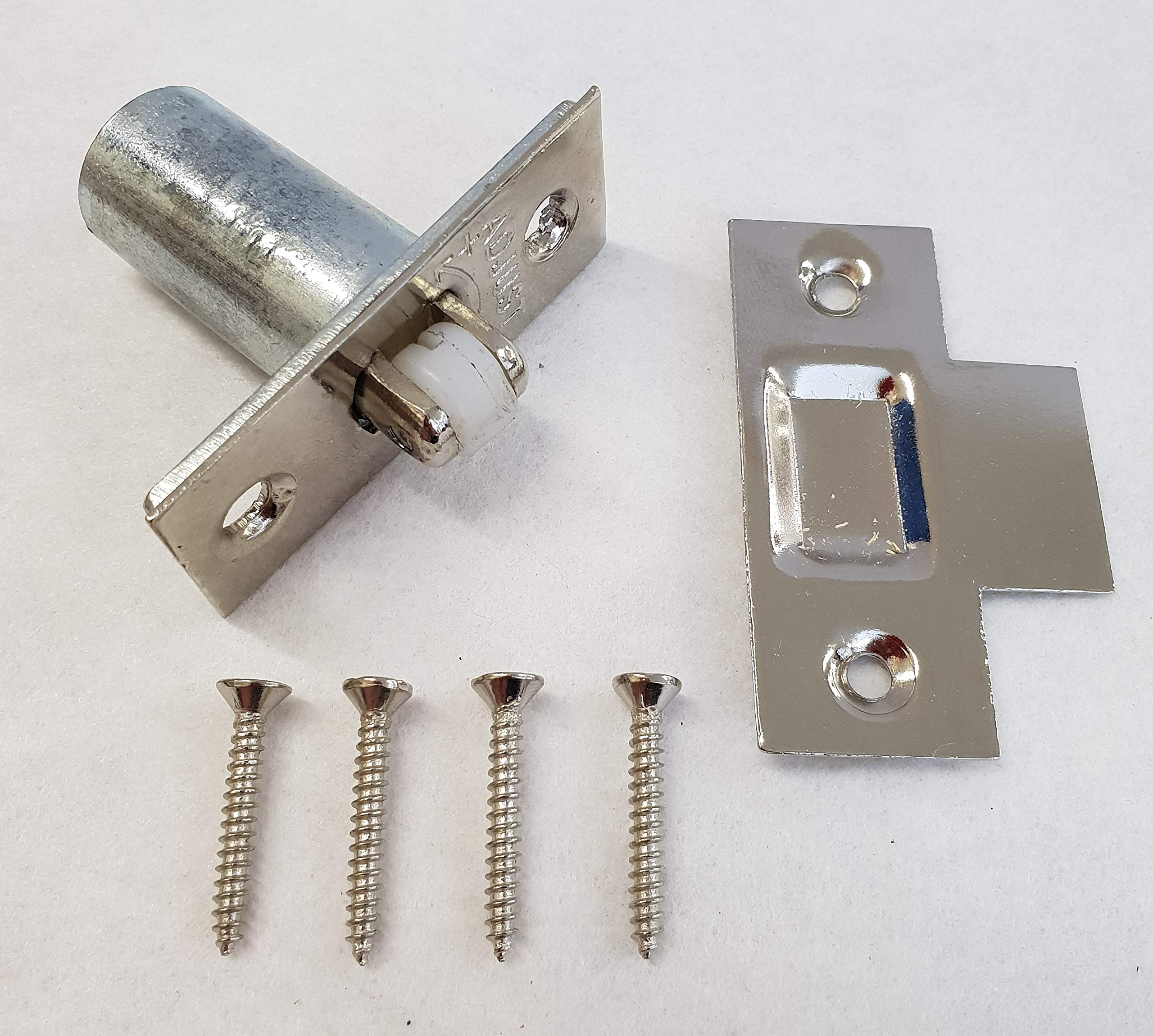 Fablon Chrome Adjustable Roller Catch Internal Door Latch Spring Ball Mortice + Fixings