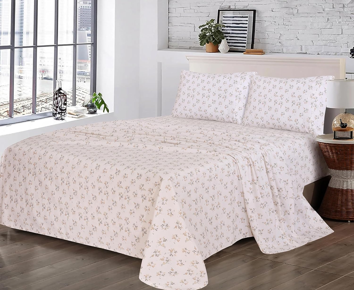 RUVANTI 100% Cotton Sheets – Queen Size Percale Bedding, Cooling & Breathable Floral Design, Durable with a Crisp, Soft & Comfortable Feel, 16" Deep Pocket, 4-Piece Set, Twin Spring - Image 8