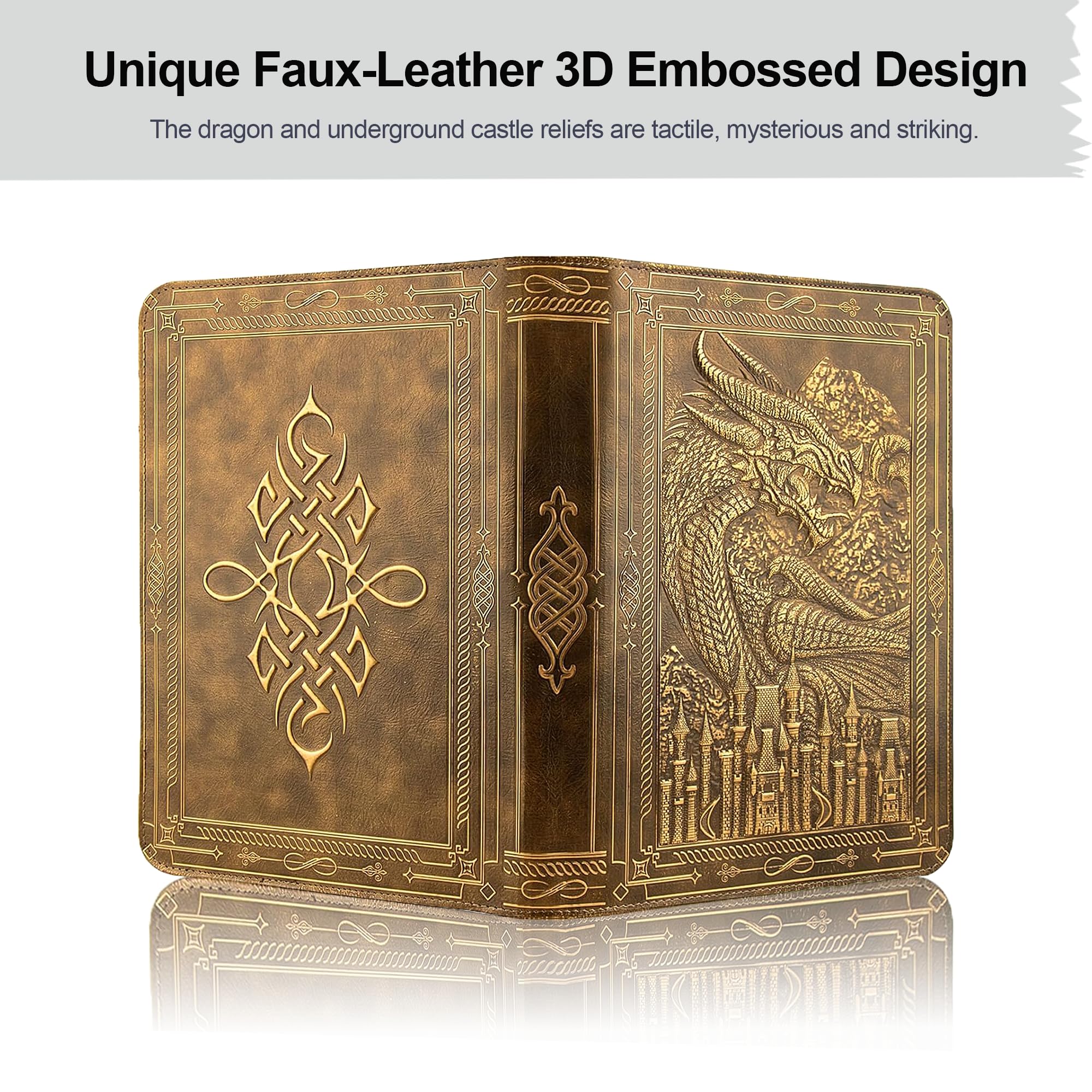 FEIDIAO Raccoglitore per carte collezionabili a 9 tasche, 360 tasche laterali, con cerniera, in pelle PU 3D goffrata, con drago, libri di carte collezionabili, album da collezione per MTG, TCG,