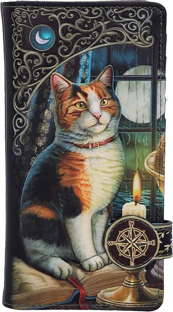Nemesis Now Lisa Parker Adventure Awaits Calico Cat Ship Embossed Purse, Polyurethane, Black, 18.5cm